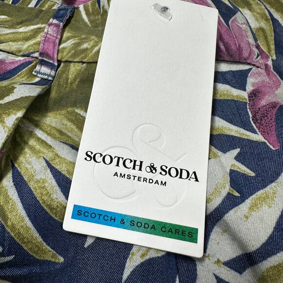 Scotch & Soda Men's Blue Floral Twilt Pleated Loose Fit Shorts Size 32 NWT - Picture 5 of 12